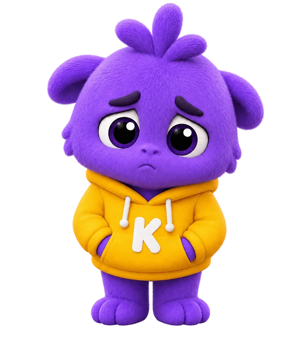 Маскот KROOKY спокойно ждёт запуска приложения